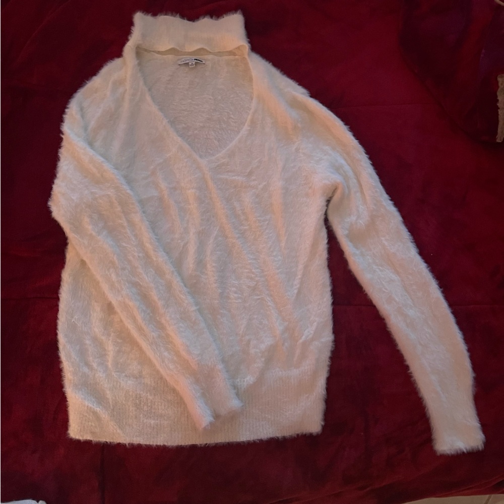 Fashion Nova Ivory Fuzzy Sweater